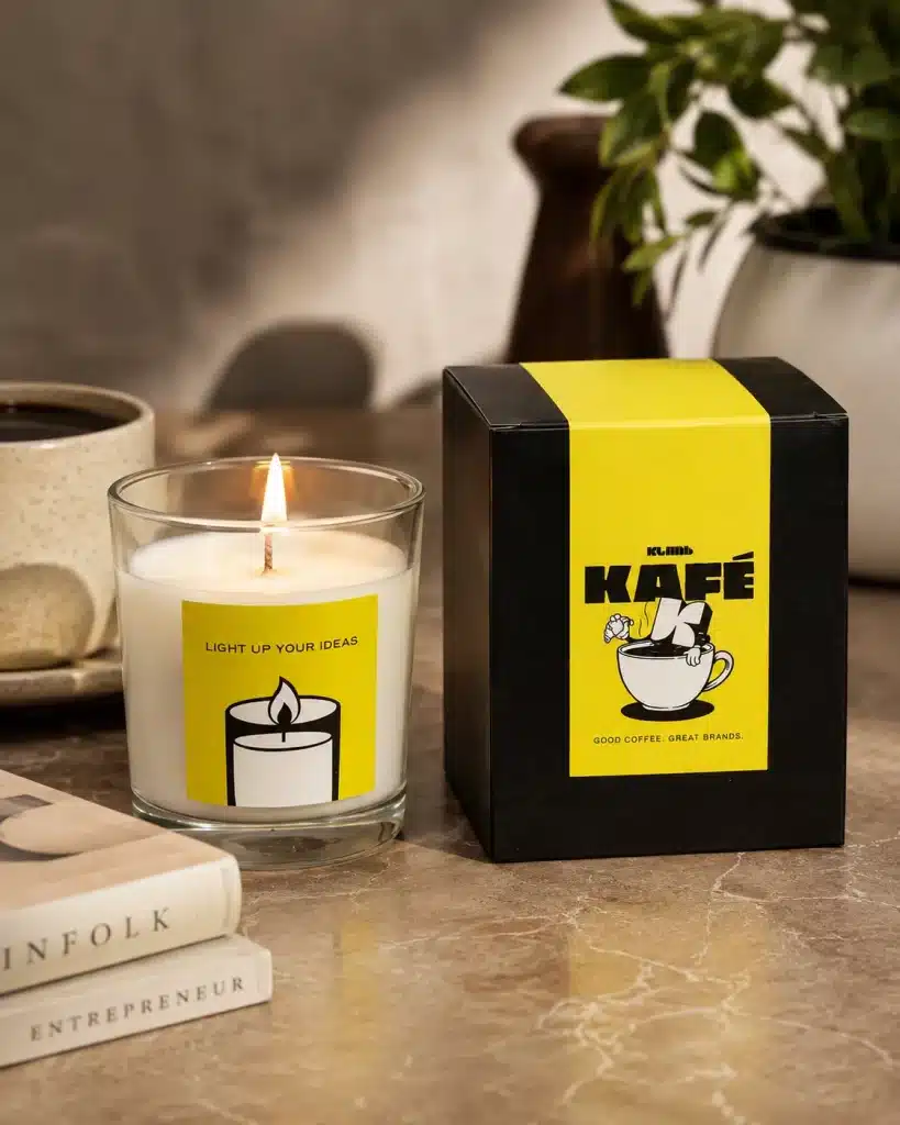 Bougie personnalisée avec packaging personnalisée