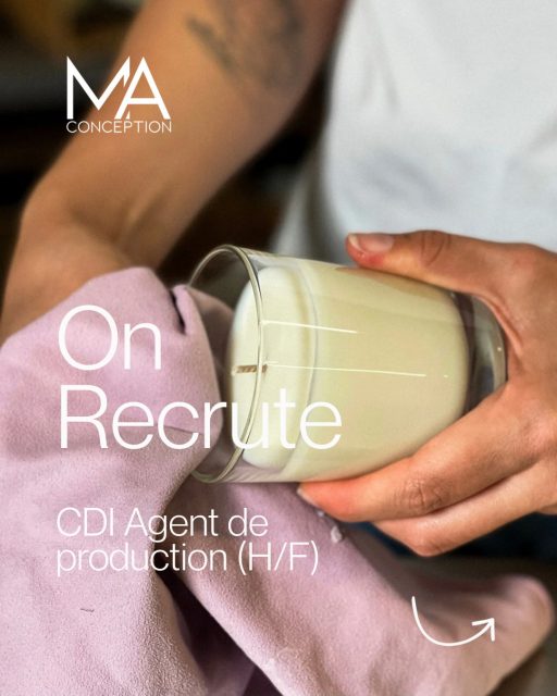 Nous recrutons !
Nous cherchons un(e) agent de production en cdi pour rejoindre notre atelier à Tignieu-Jameyzieu ✨🕯️
Si vous êtes minutieux(se), organisé(e), dynamique et que vous aimez le travail manuel, ce poste pourrait vous plaire !
Au programme : fabrication de nos produits parfumés, contrôle qualité, conditionnement et gestion des matières premières 👀
📍Tignieu-Jameyzieu
🕦 Du lundi au vendredi de 9h à 12h30 et de 13h30 à 17h
🗓️Poste à pourvoir dès que possible
Envoyez votre cv et votre lettre de motivation à direction@ma-conception.com